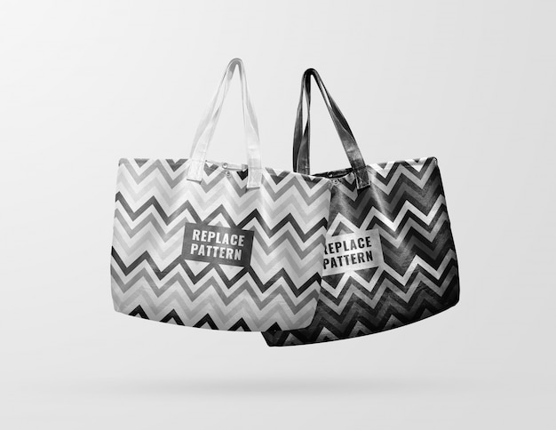 Premium PSD | White and black tote bag mockup