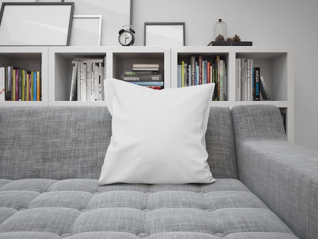 Download White blank cushion mockup on a sofa | Free PSD File