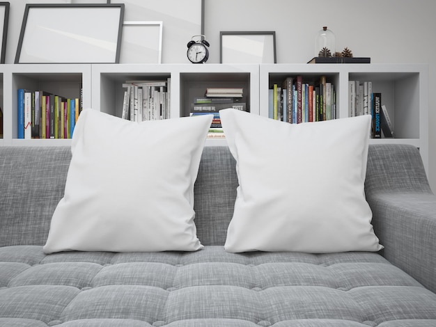 Download Free PSD | White blank cushions mockup on a sofa