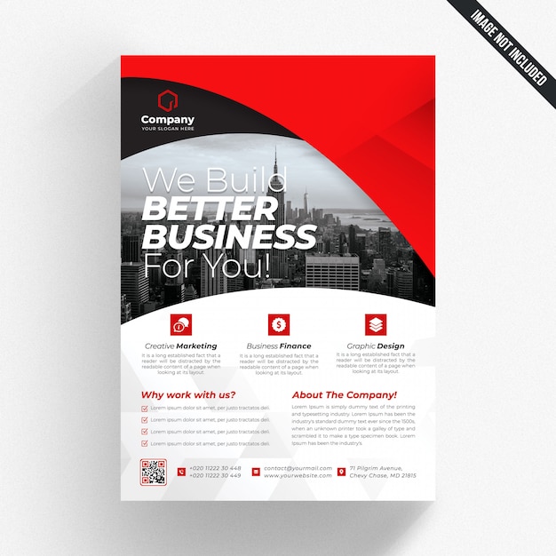 White business flyer with red details PSD Template