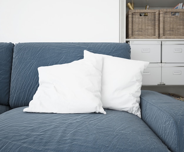 Download White cushions mockup on sofa | Free PSD File