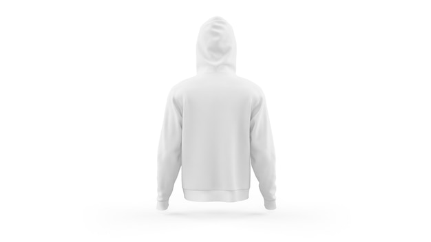 Free PSD | White hoodie mockup template isolated, back view