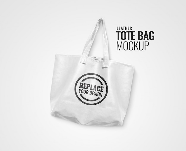 Download White leather tote bag mockup realistic | Premium PSD File