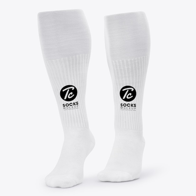 Premium PSD | White long socks mockup isolated for your design