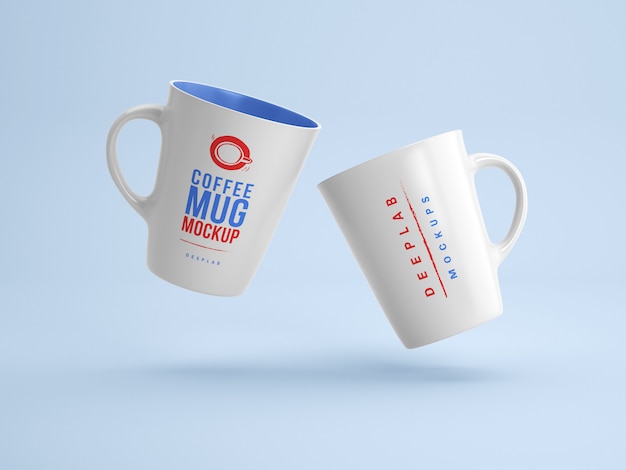 White mugs with editable  color mockup Premium Psd