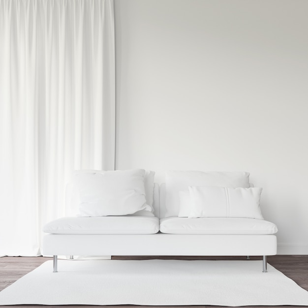 Free PSD White sofa and curtain