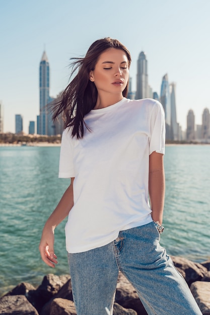 Download Premium PSD | White t-shirt mock-up