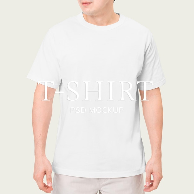 Download Free PSD | White t-shirt psd mockup for men clothing