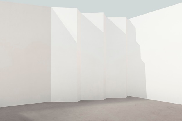 Free PSD | White Wall On Empty Room Psd With Natural Sunlight