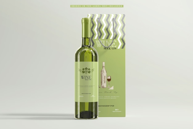 Download White wine with paper bag mockup | Premium PSD File