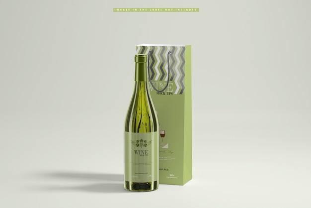 Download White wine with paper bag mockup | Premium PSD File