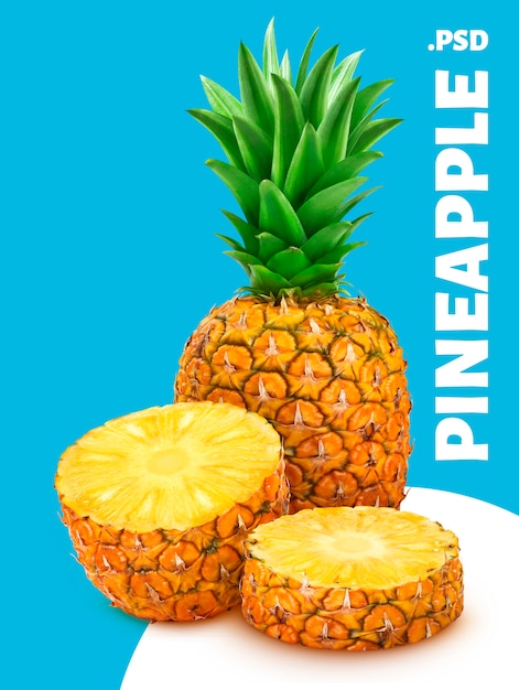 Whole and sliced pineapple banner | Premium PSD File