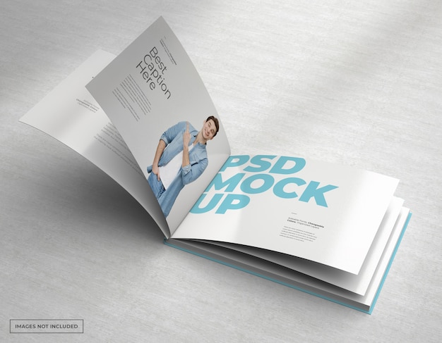  Wide brochure mockup with inner pages