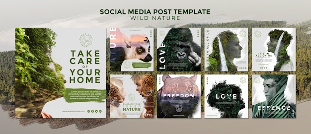 Download Premium PSD | Wild nature social media post template