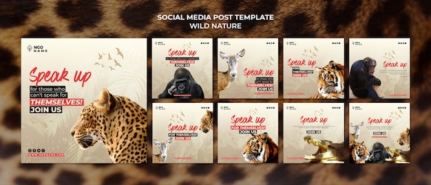 Wild nature social media posts templates | Free PSD File