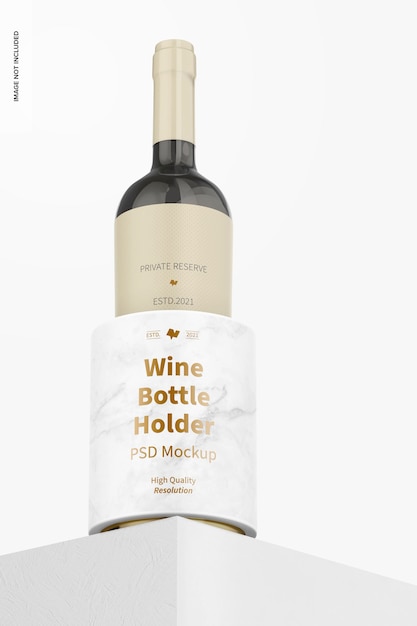 Free Psd Wine Bottle Holder Mockup Low Angle View