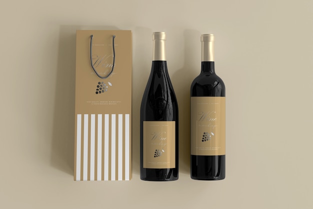 Download Free PSD | Wine bottle mockup with bag
