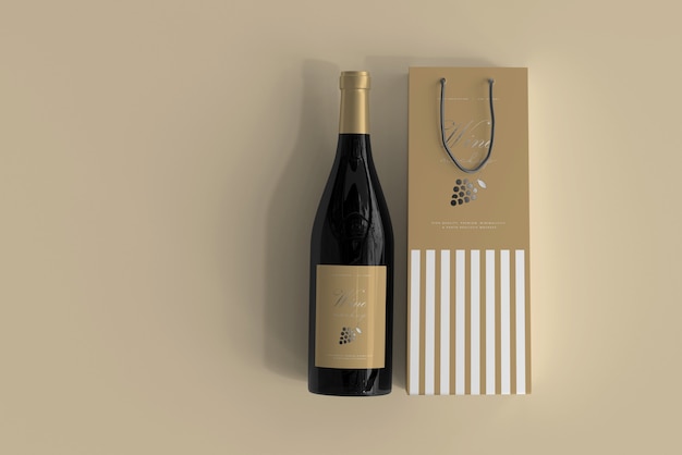 Download Free PSD | Wine bottle mockup with bag