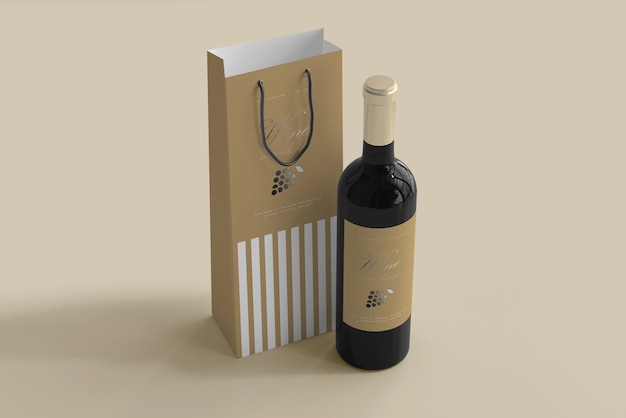 Download Free PSD | Wine bottle mockup with bag