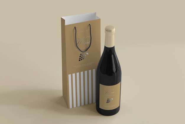 Download Free PSD | Wine bottle mockup with bag