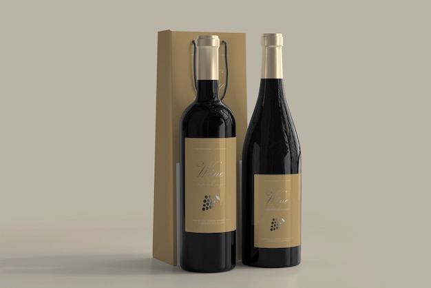 Download Free PSD | Wine bottle mockup with bag