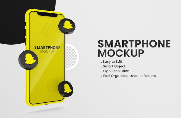 Download Premium PSD | With 3d render snapchat icon smartphone mockup