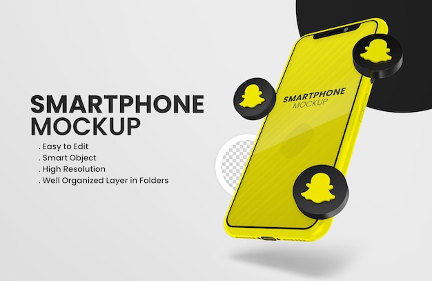 Download Premium PSD | With 3d render snapchat icon smartphone mockup