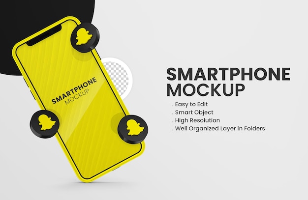 Download Premium PSD | With 3d render snapchat icon smartphone mockup