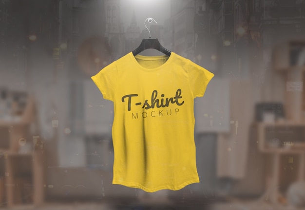 Download Women Tshirt Mockup Female Tshirt Mockup Yellow Psd Mockup Psd Mockup Template Free Download