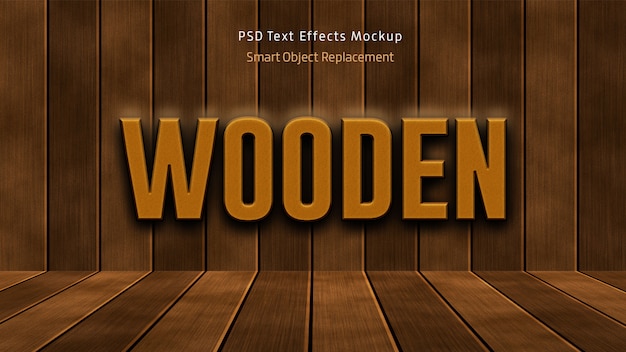 Premium PSD | Wooden 3d text effects mockup