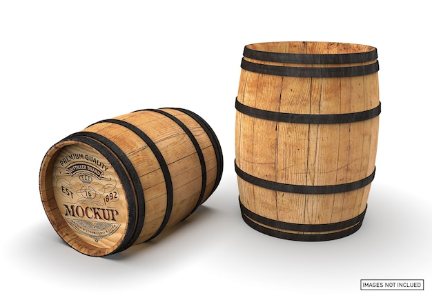 Download Premium PSD | Wooden barrel mockup