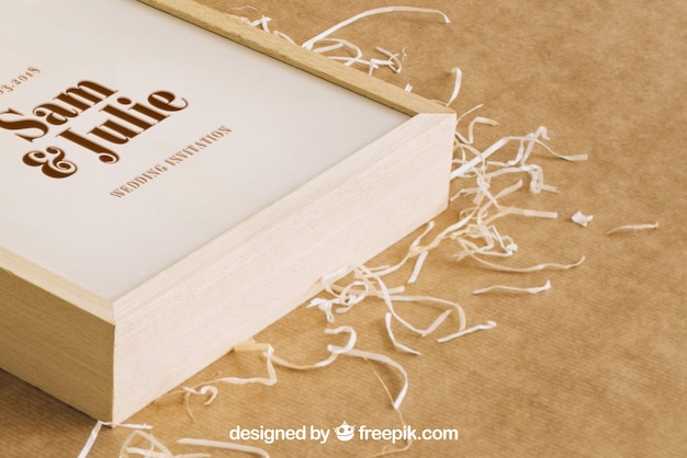 Wooden box mockup for wedding | Free PSD File