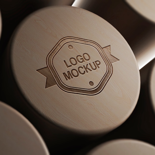 Download Wooden Elegant Realistic Logo Mockup Psd Template Free Mockup Box Template PSD Mockup Templates