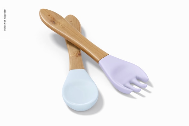 Download Free Psd Wooden Spoon And Fork Mockup Right View