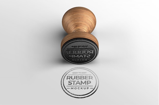 Wooden stamp logo mockup Premium Psd