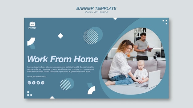 Work From Home Banner Template Free Psd File