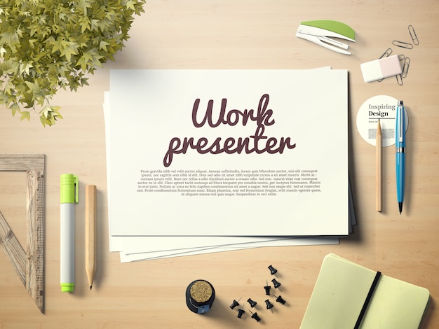 Download Free PSD | Work presenter on desktop mock up