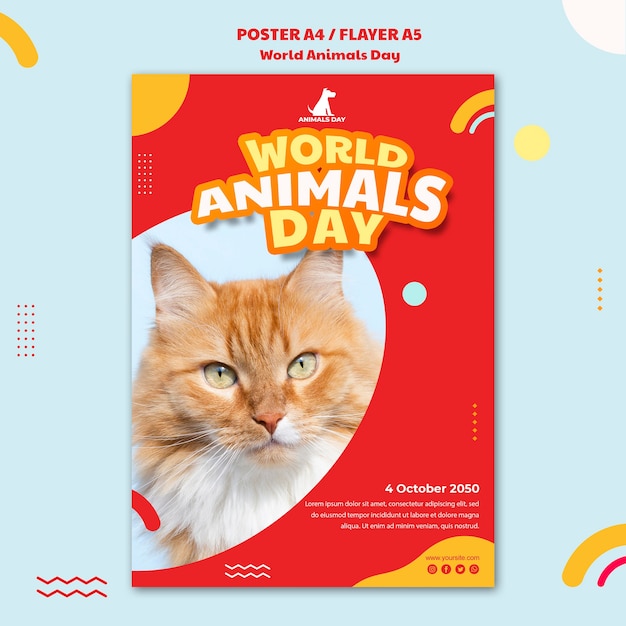 Free PSD World animals day template flyer