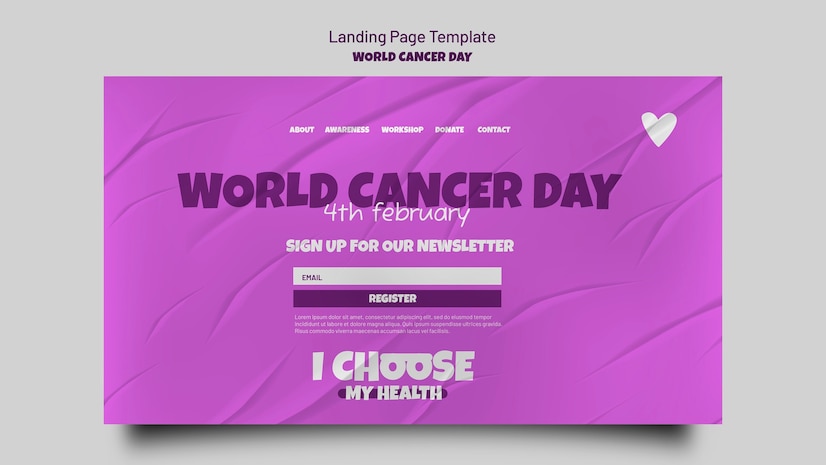  World cancer day landing page template Premium Psd