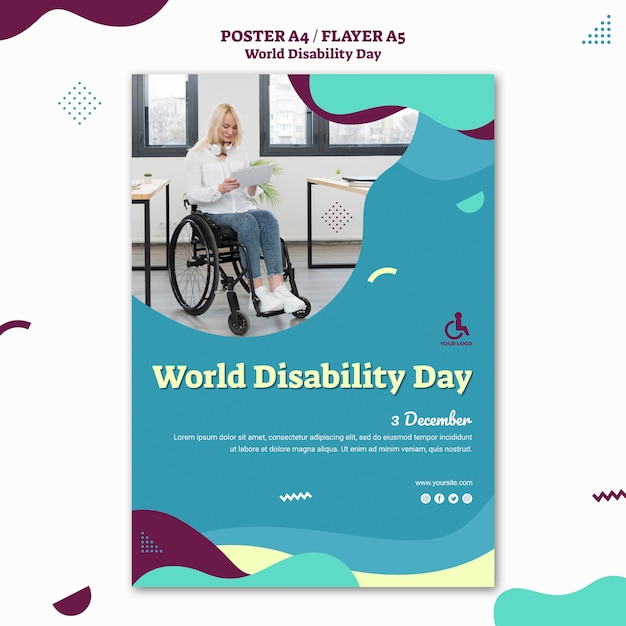 Free PSD World disability day poster template