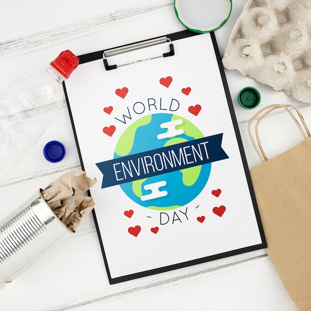 Download World environment day mockup with clipboard PSD Template ...