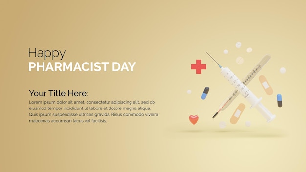 Premium PSD | World pharmacist day banner medical 3d illustration