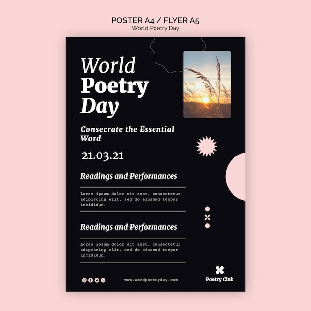 Free PSD | World poetry day event flyer template