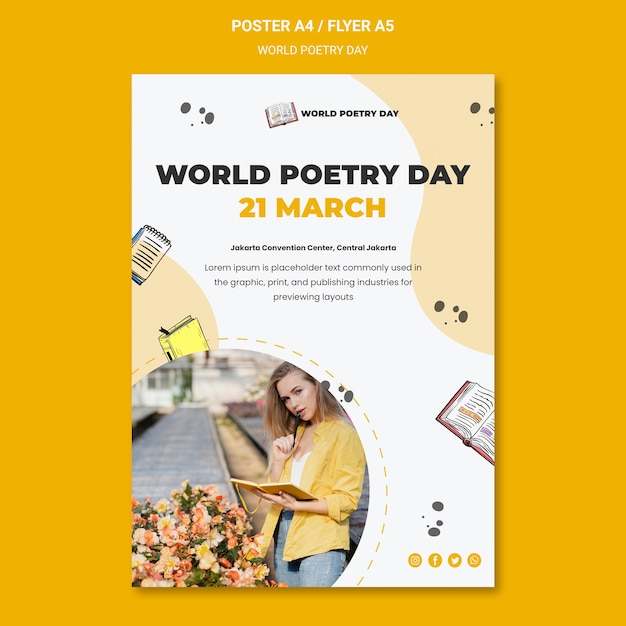 Free PSD | World poetry day poster template