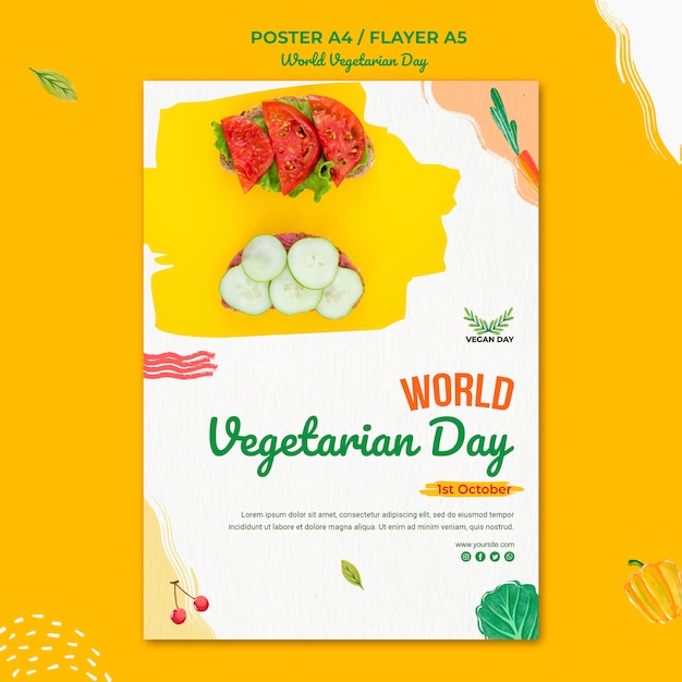 Free PSD | World vegetarian day poster template design