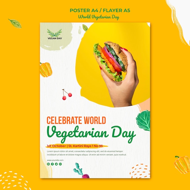 Free PSD World vegetarian day poster template style