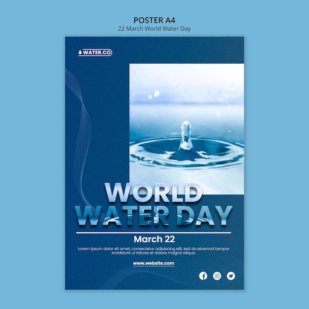 Free Psd World Water Day Poster Template With Photo