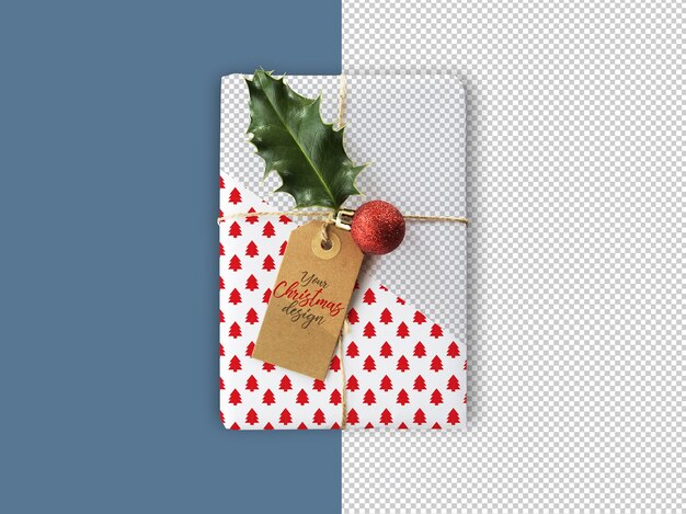 Download Premium PSD | Wrapping paper mockup with bauble and leaf