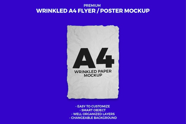 Download Wrinkled a4 flyer mockup | Premium PSD File PSD Mockup Templates