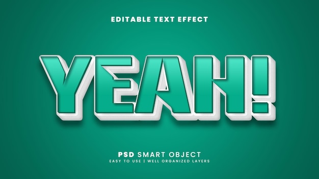 Premium PSD | Yeah 3d editable text effect template